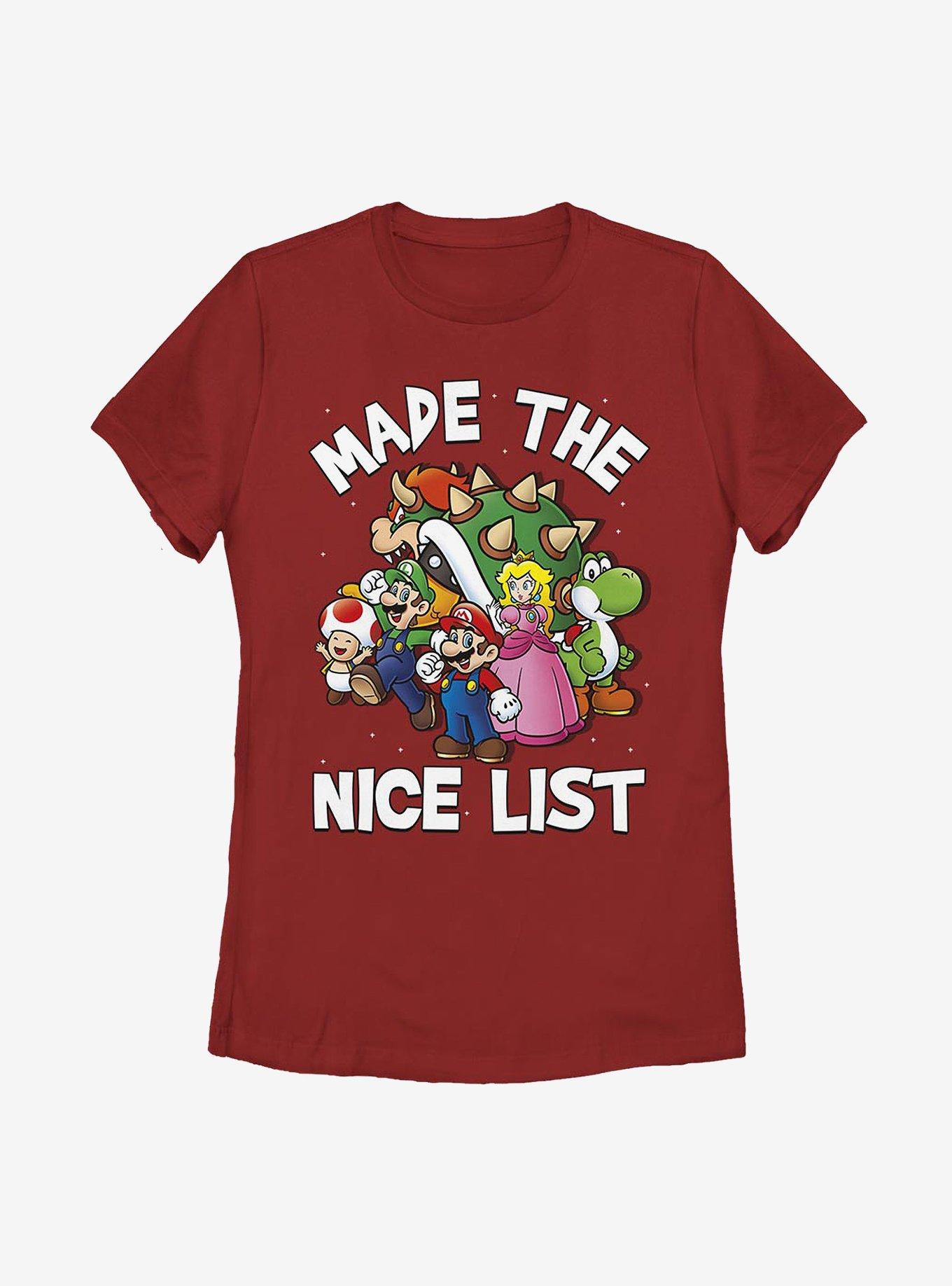 Super Mario Christmas Nice List Womens T-Shirt, , hi-res