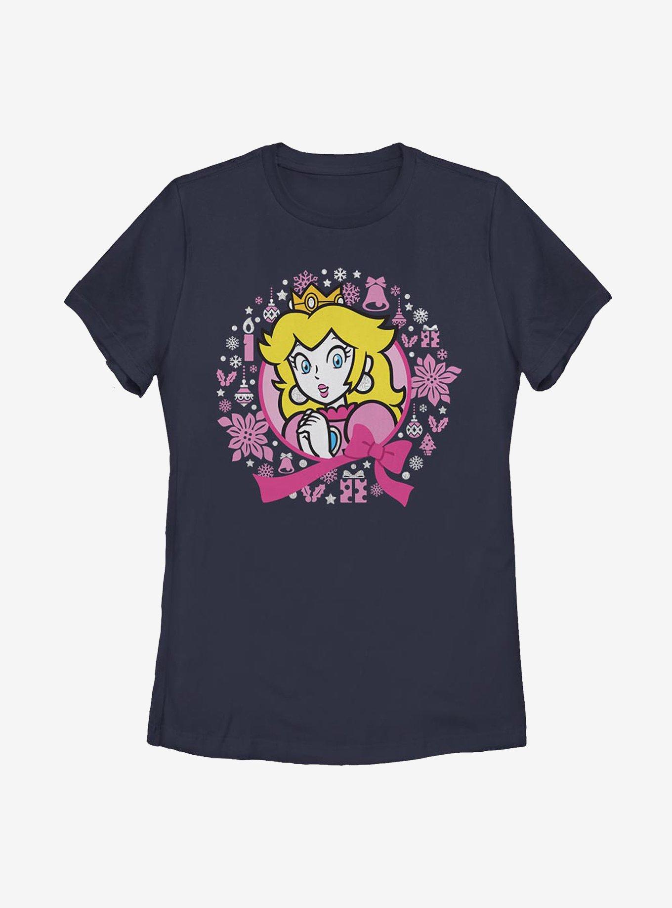 Super Mario Peach Christmas Wreath Womens T-Shirt, , hi-res