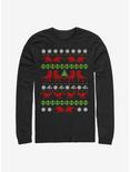 Jurassic World Christmas Sweater Pattern Long-Sleeve T-Shirt, BLACK, hi-res