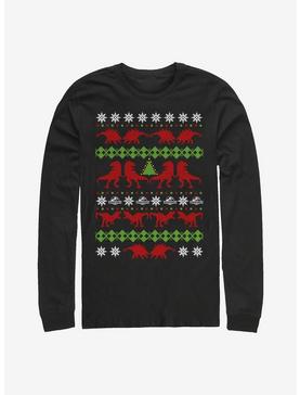 Jurassic World Christmas Sweater Pattern Long-Sleeve T-Shirt, , hi-res