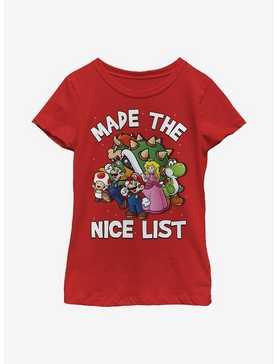 Super Mario Christmas Nice List Youth Girls T-Shirt, , hi-res