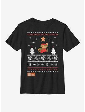 Super Mario Star Christmas Pattern Youth T-Shirt, , hi-res