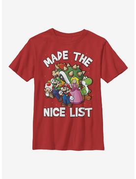 Super Mario Christmas Nice List Youth T-Shirt, , hi-res