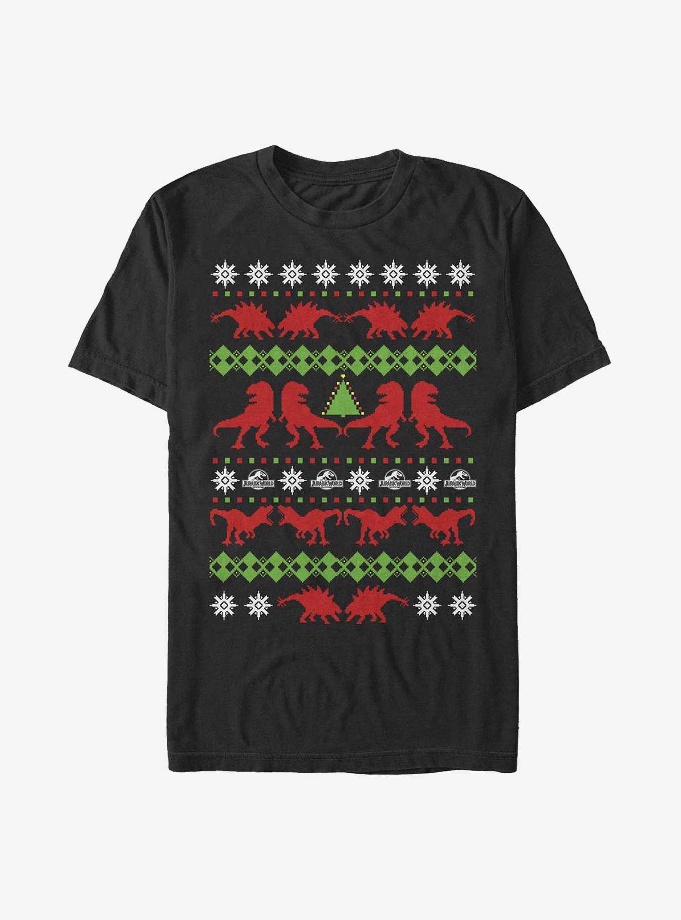 Jurassic World Christmas Sweater Pattern T-Shirt, , hi-res