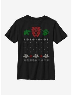 Jurassic World Dino Christmas Sweater Pattern Youth T-Shirt, , hi-res