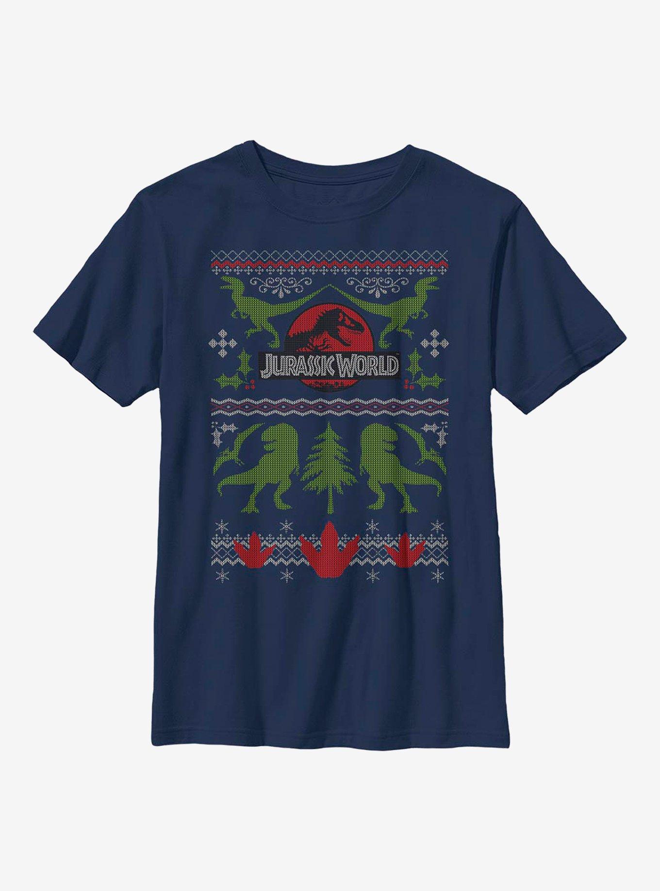 Jurassic World Christmas Sweater Pattern Youth T-Shirt, , hi-res