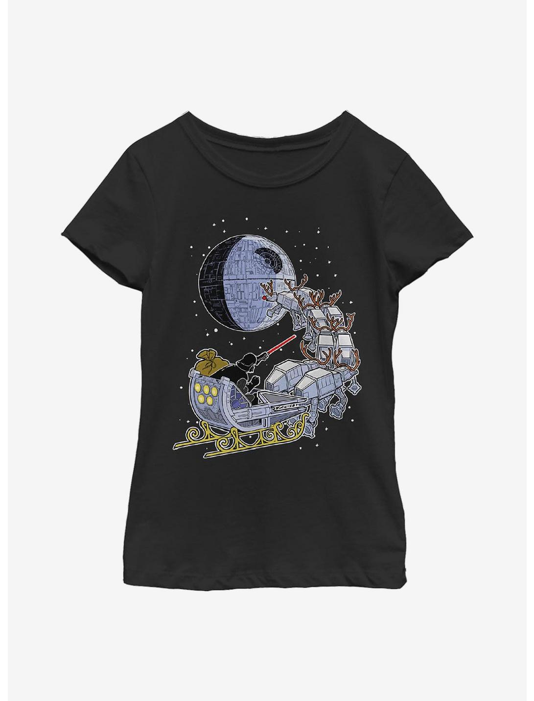 Star Wars Vader Sleigh Youth Girls T-Shirt, BLACK, hi-res