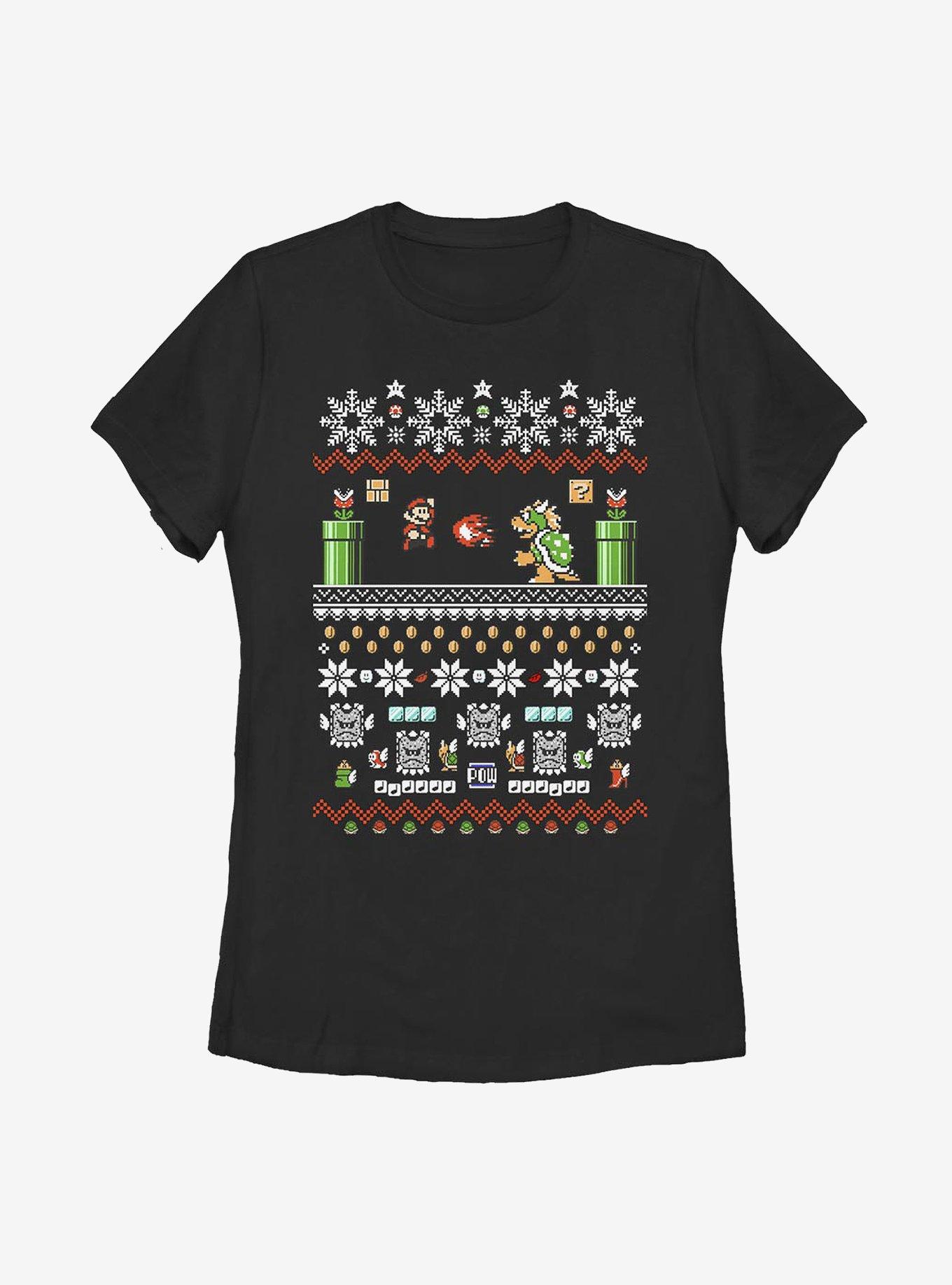 Super Mario Bit Christmas Stack Womens T-Shirt, , hi-res
