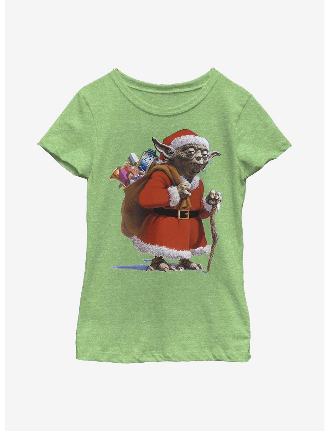Star Wars Santa Yoda Comp Youth Girls T-Shirt, GRN APPLE, hi-res