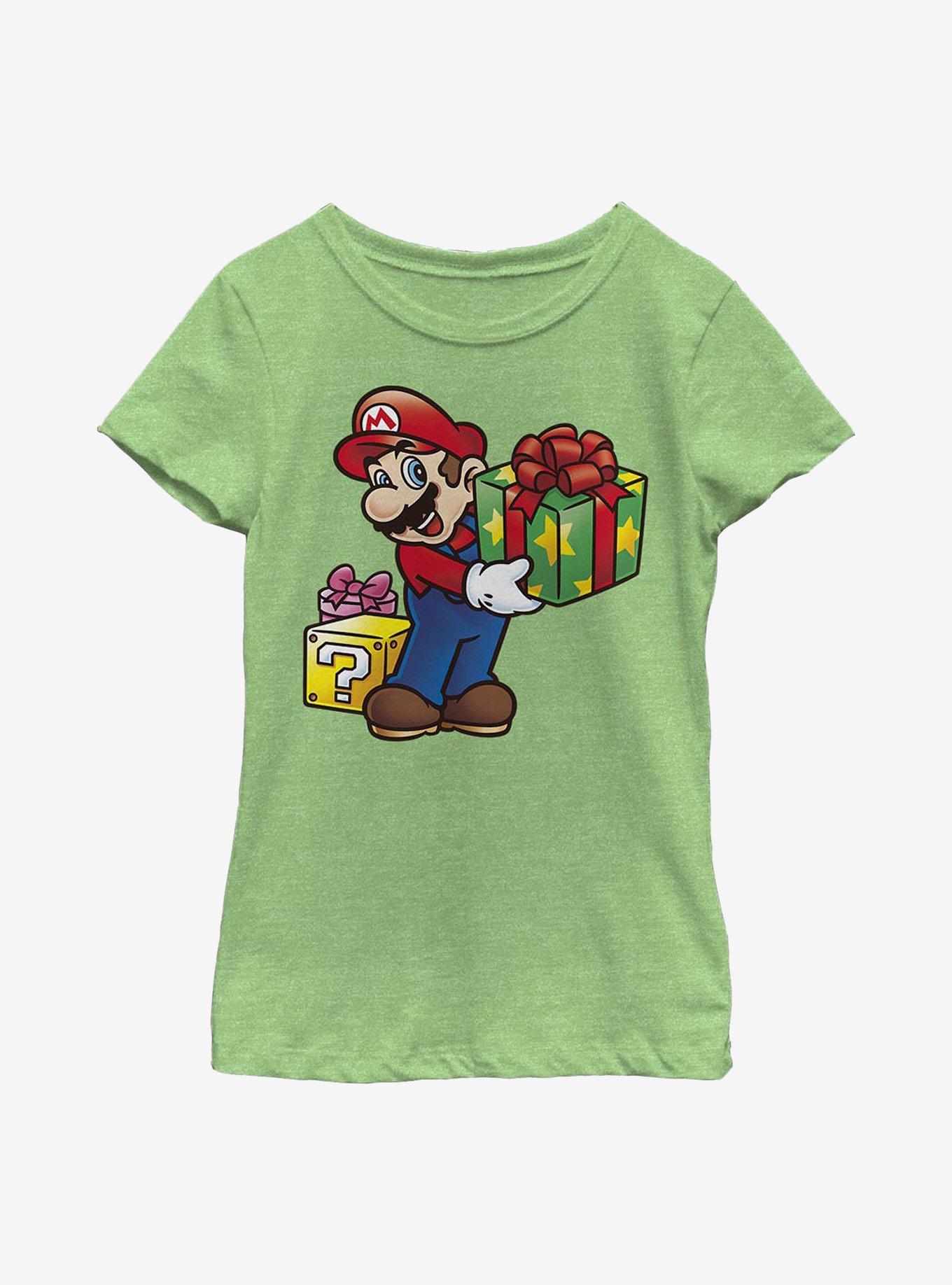 Super Mario Christmas Gifts Youth Girls T-Shirt, GRN APPLE, hi-res