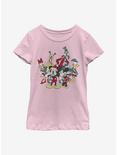 Disney Mickey Mouse Holiday Group Youth Girls T-Shirt, PINK, hi-res