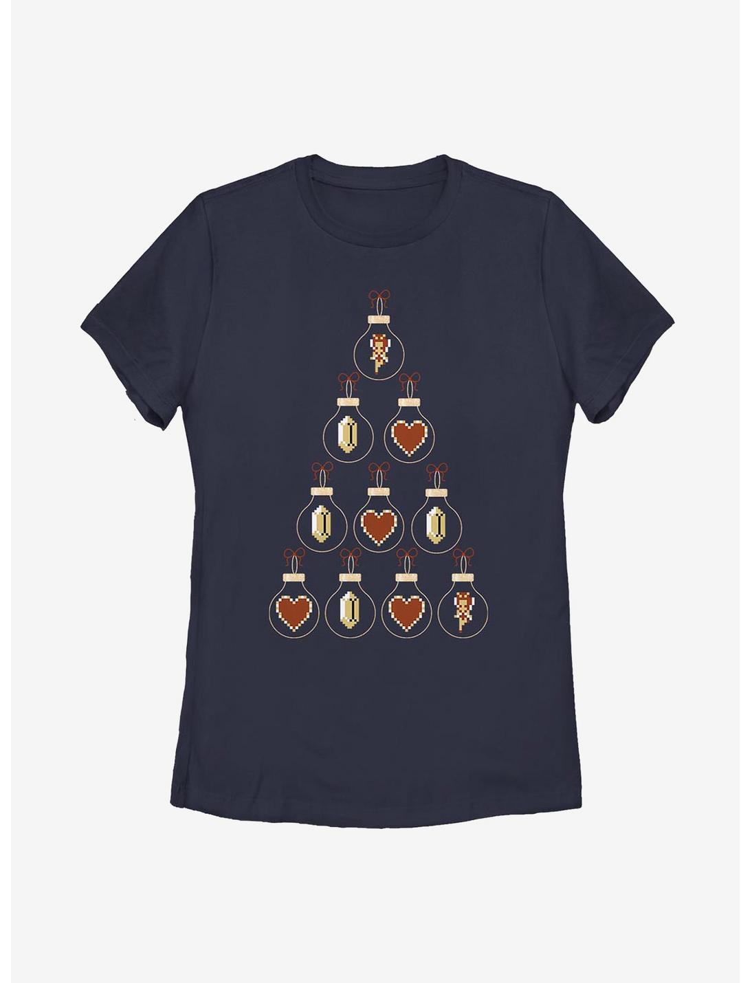 Nintendo The Legend Of Zelda Pixel Christmas Tree Womens T-Shirt, NAVY, hi-res