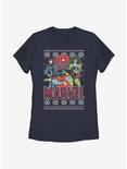 Marvel Heroines Christmas Pattern Womens T-Shirt, NAVY, hi-res