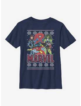 Marvel Heroines Christmas Pattern Youth T-Shirt, , hi-res