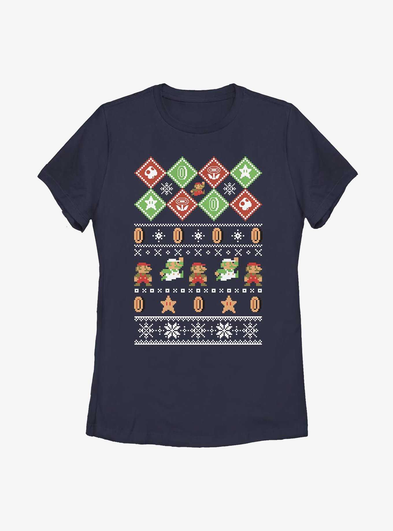 Nintendo The Legend Of Zelda Pixel Christmas Pattern Womens T-Shirt, , hi-res