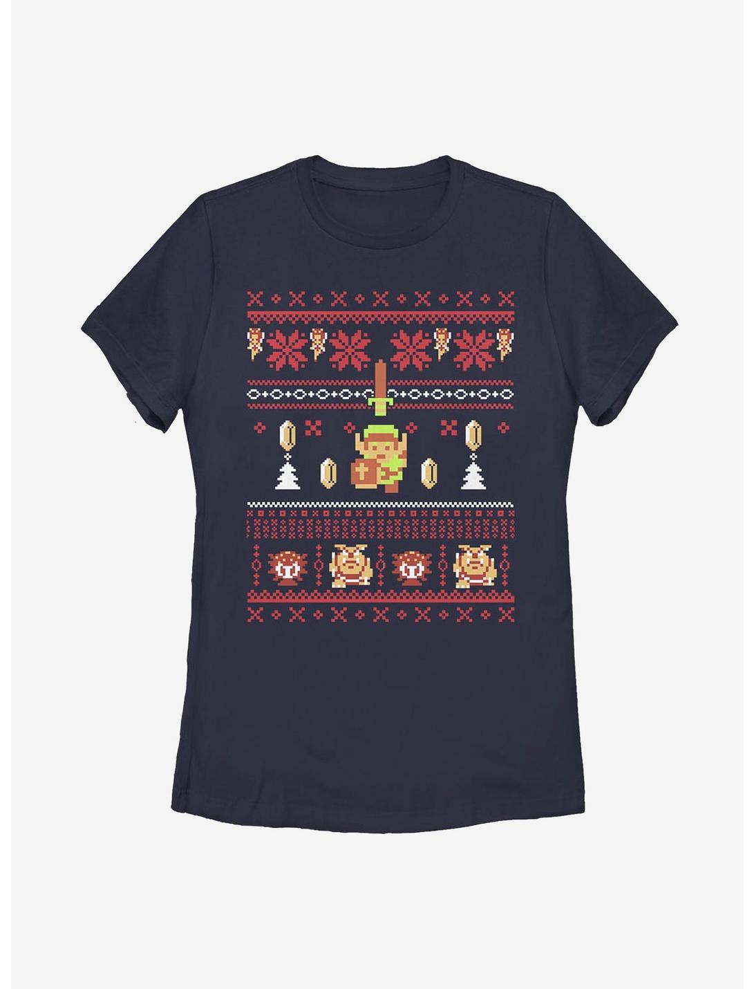 Nintendo The Legend Of Zelda Coins Christmas Pattern Womens T-Shirt, NAVY, hi-res