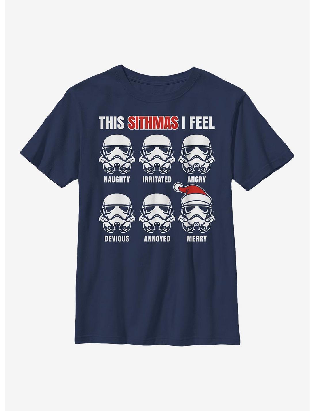 Star Wars Sithmas Christmas Feelings Youth T-Shirt, NAVY, hi-res