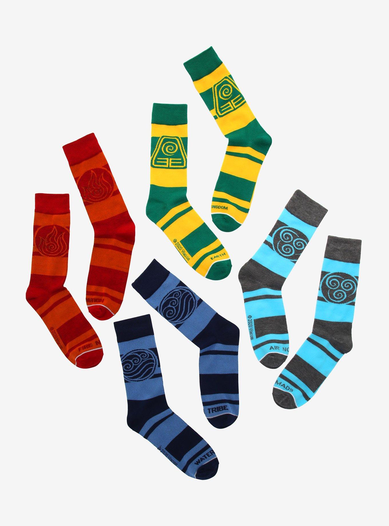 Avatar: The Last Airbender Nation Symbol Stripe Crew Socks 4 Pair, , hi-res