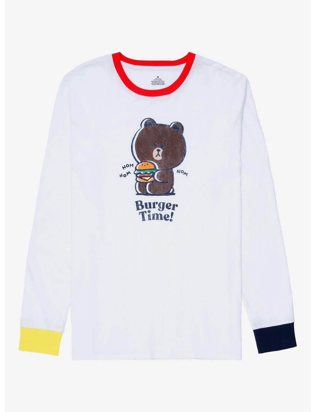 LINE FRIENDS BROWN & FRIENDS Burger Time Long Sleeve T-Shirt - BoxLunch Exclusive, MULTI, hi-res