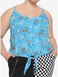 Disney Peter Pan Tinker Bell Strappy Tie-Front Girls Woven Button-Up Tank Top Plus Size, MULTI, hi-res