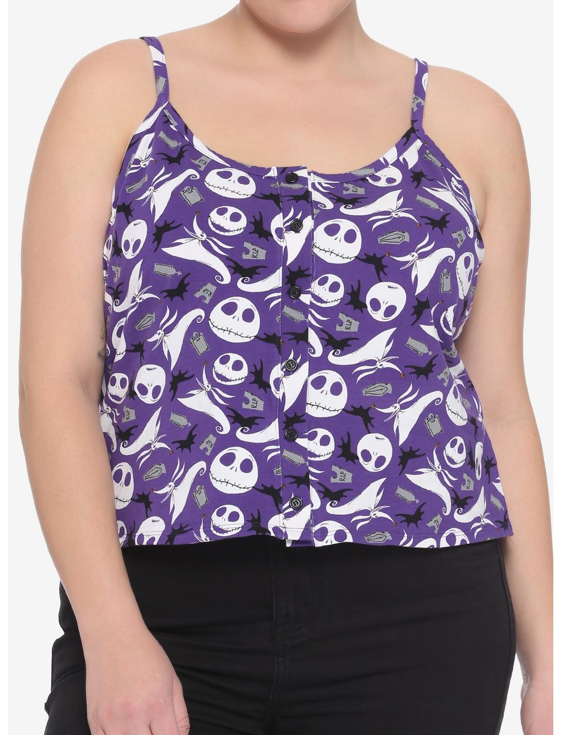 The Nightmare Before Christmas Icon Button-Front Girls Strappy Tank Top Plus Size, MULTI, hi-res