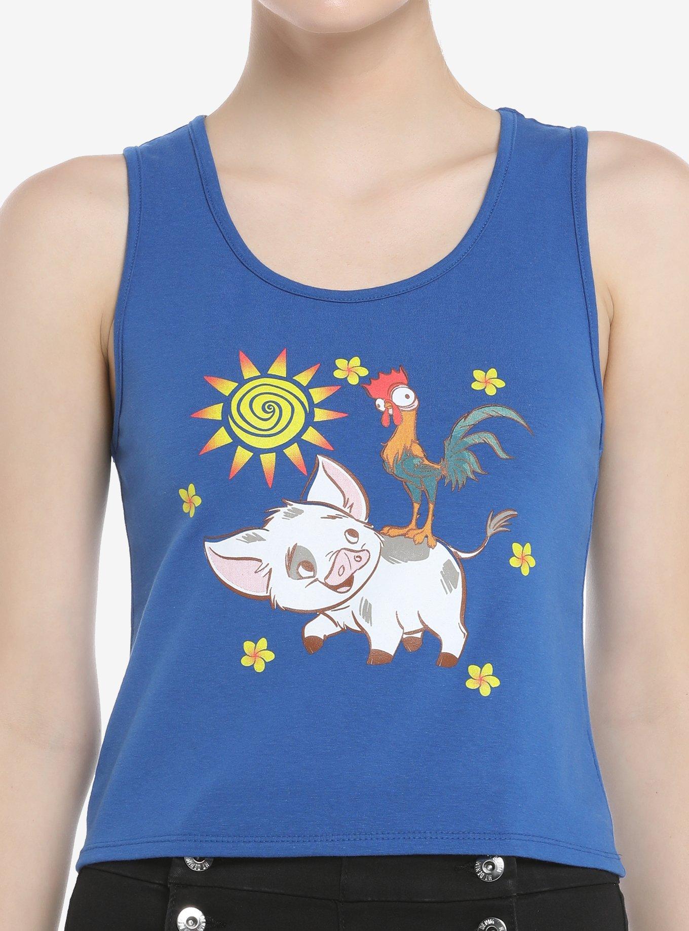 Disney Moana Pua & Hei Hei Girls Crop Tank Top