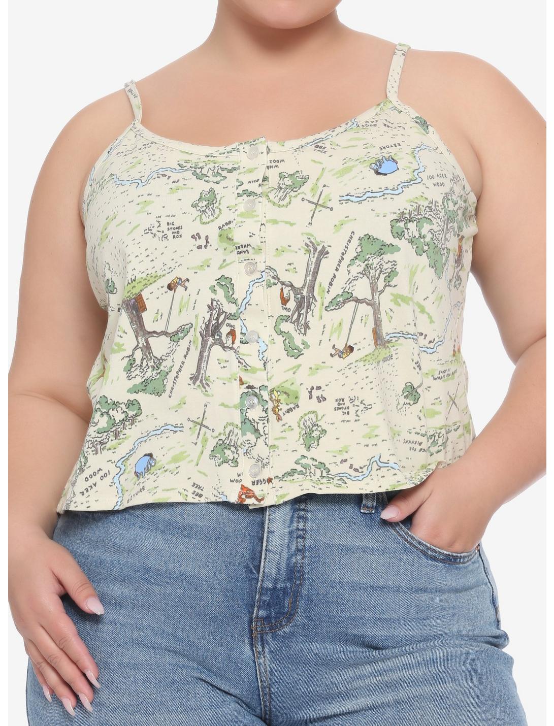 Disney Winnie The Pooh Hundred Acre Wood Map Button-Front Girls Strappy Tank Top Plus Size, MULTI, hi-res