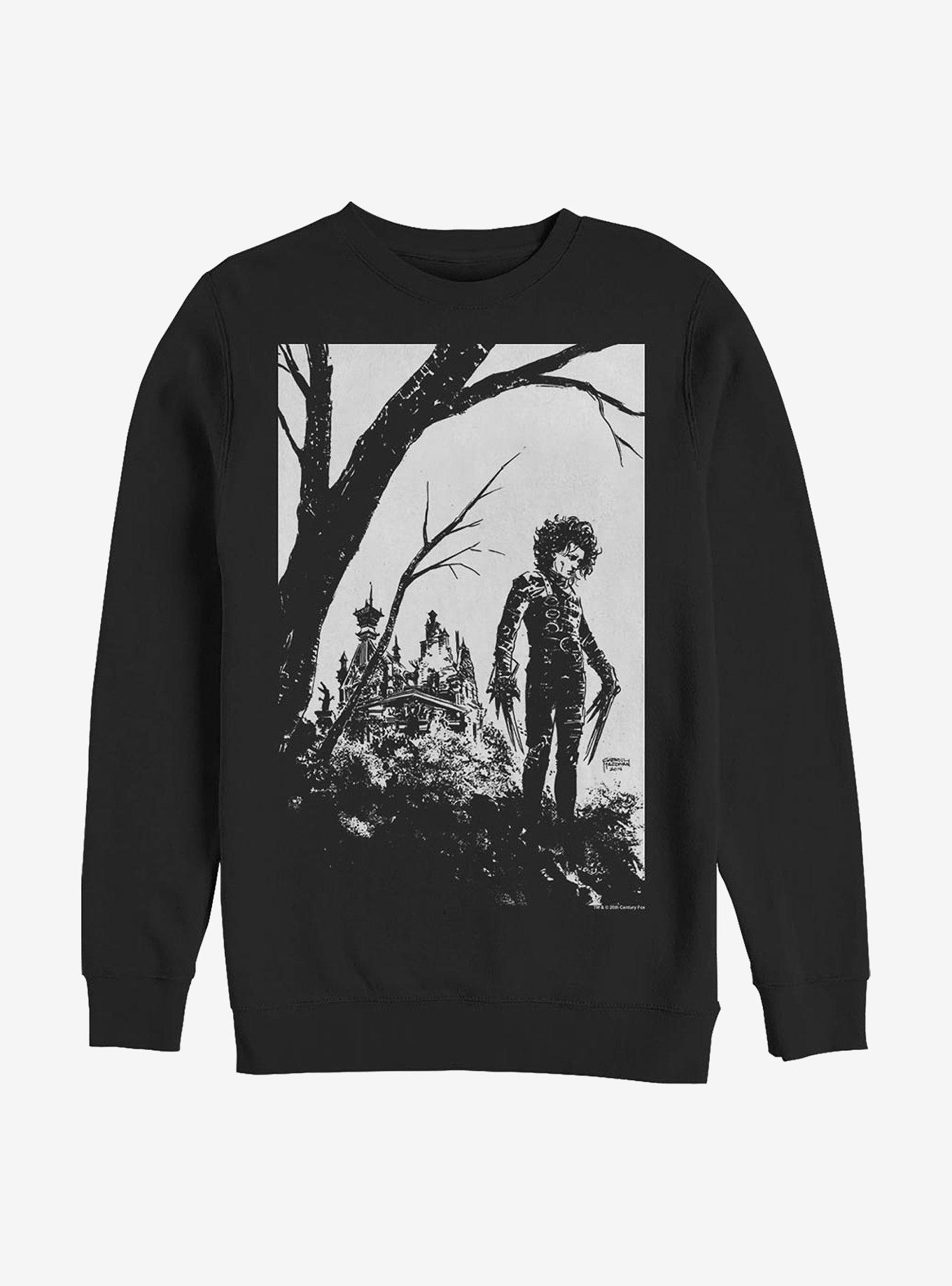 Edward Scissorhands BW Cover Sweatshirt BoxLunch Web Exclusive, BLACK, hi-res