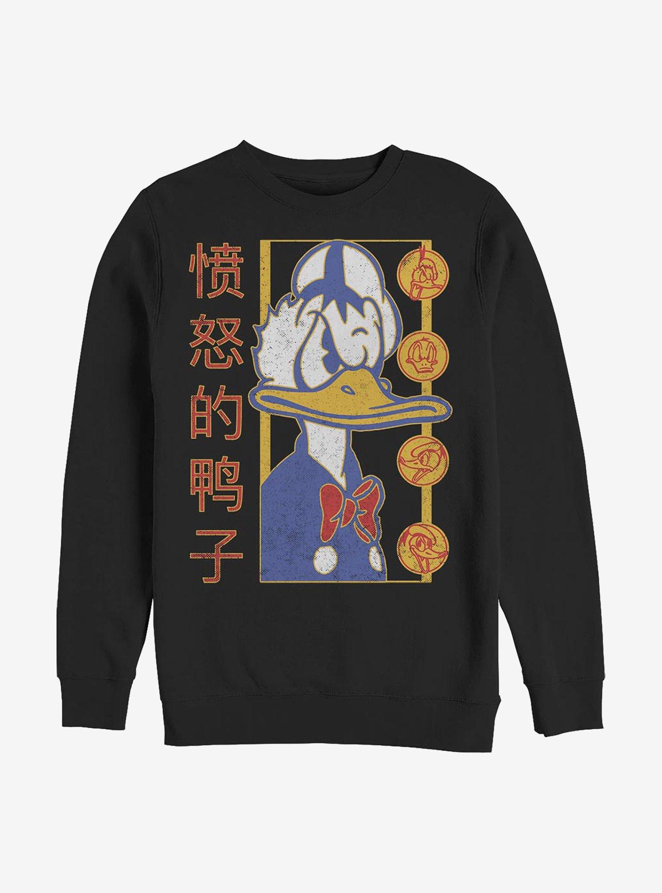 Disney Donald Duck Japanese Text Sweatshirt, BLACK, hi-res