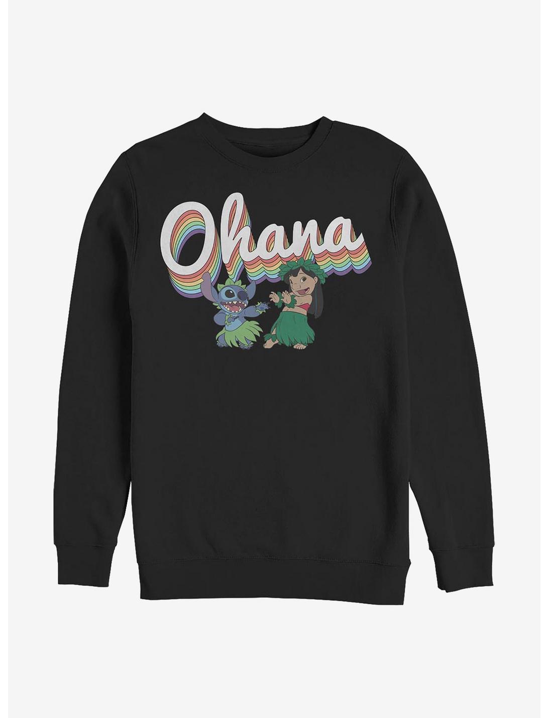 Disney Lilo And Stitch Rainbow Ohana Sweatshirt, BLACK, hi-res
