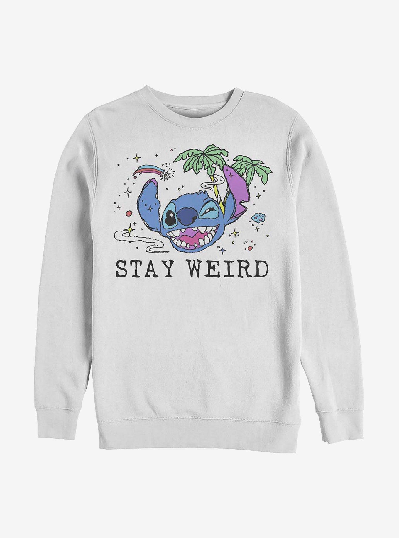 Disney Lilo And Stitch Stay Weird Sweatshirt, WHITE, hi-res