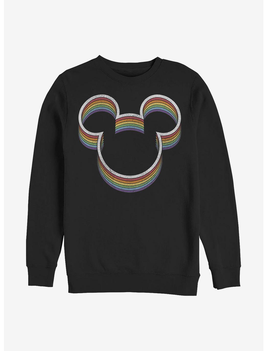 Plus Size Disney Mickey Mouse Rainbow Ears Sweatshirt, BLACK, hi-res