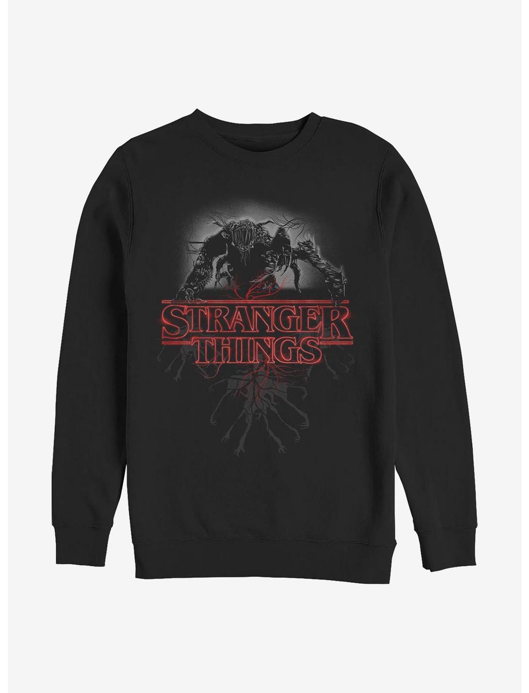 Stranger Things Logo Demogorgon Sweatshirt, BLACK, hi-res
