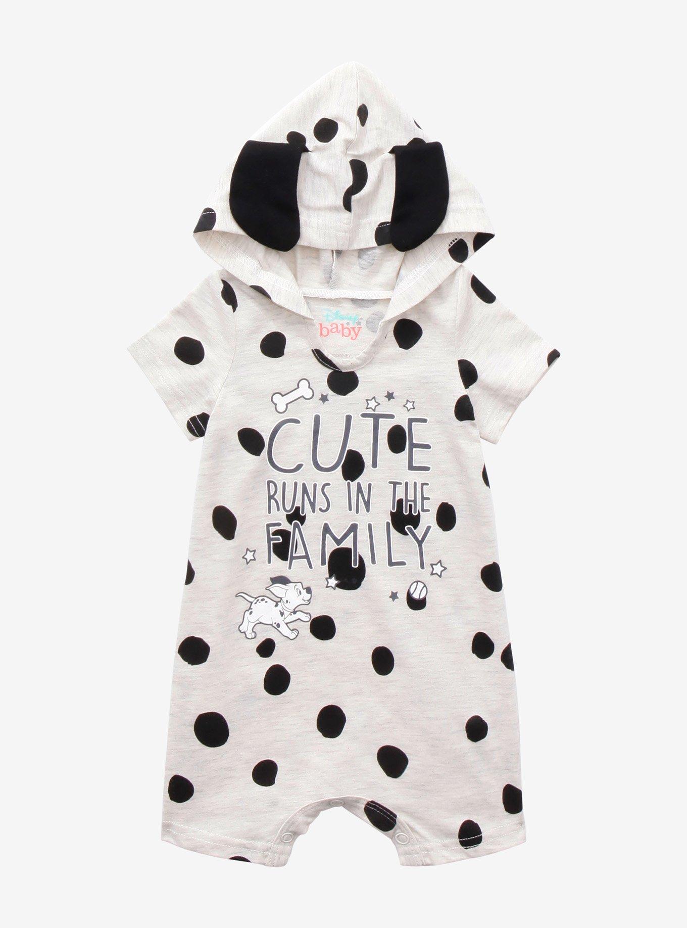 Disney 101 Dalmatians Cute Runs in the Family Hooded Infant One-Piece, HEATHER GREY, hi-res