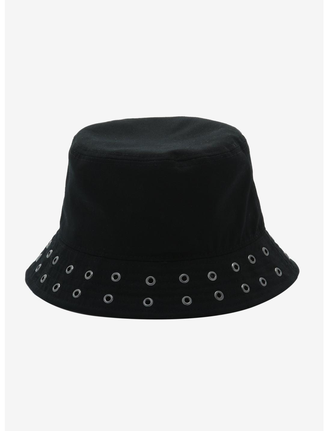 Black Grommet Bucket Hat, , hi-res