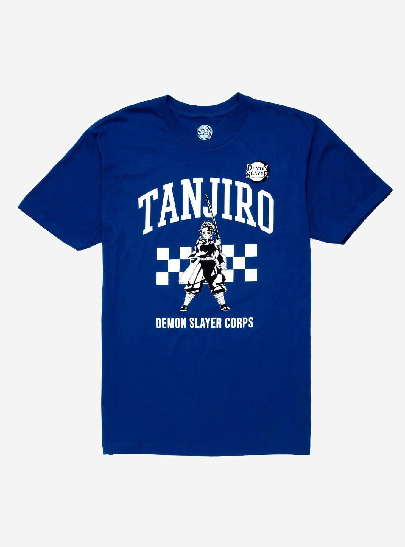 Demon Slayer: Kimetsu no Yaiba Tanjiro Collegiate T-Shirt - BoxLunch Exclusive, BLUE, hi-res