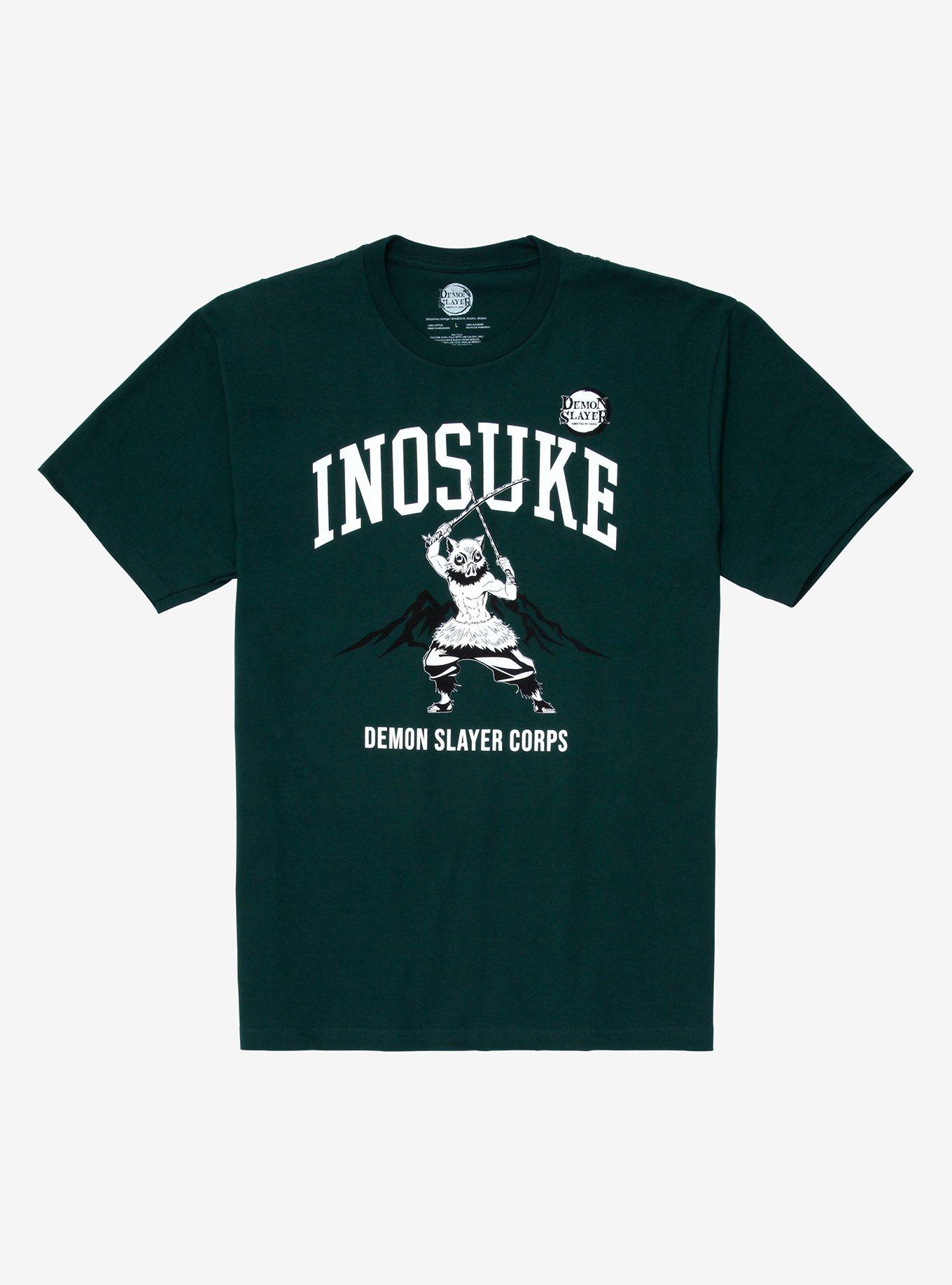 Demon Slayer: Kimetsu no Yaiba Inosuke Collegiate T-Shirt - BoxLunch Exclusive, GREEN, hi-res
