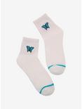 Blue Butterfly Embroidered Ankle Socks, , hi-res