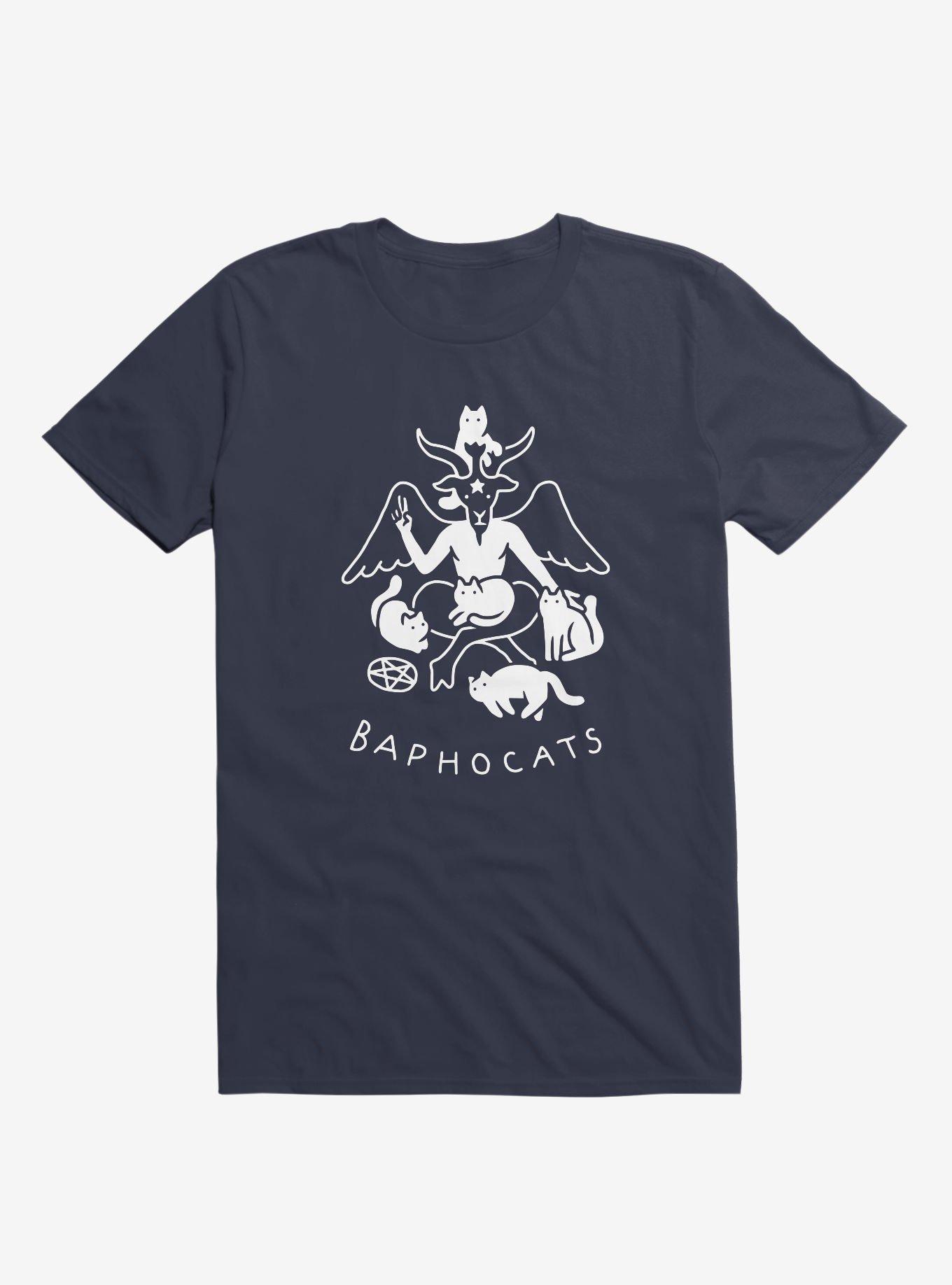 Baphocats Baphomet Cats Navy Blue T-Shirt, NAVY, hi-res