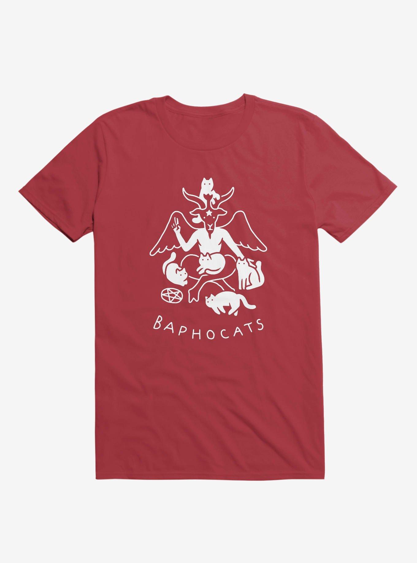 Baphocats Baphomet Cats Red T-Shirt, RED, hi-res