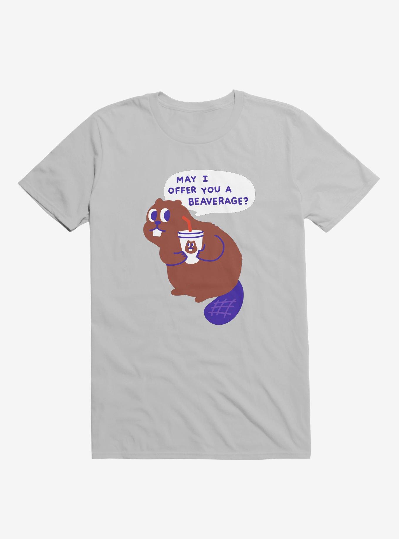 Beaver Offers A Beverage Silver T-Shirt, , hi-res