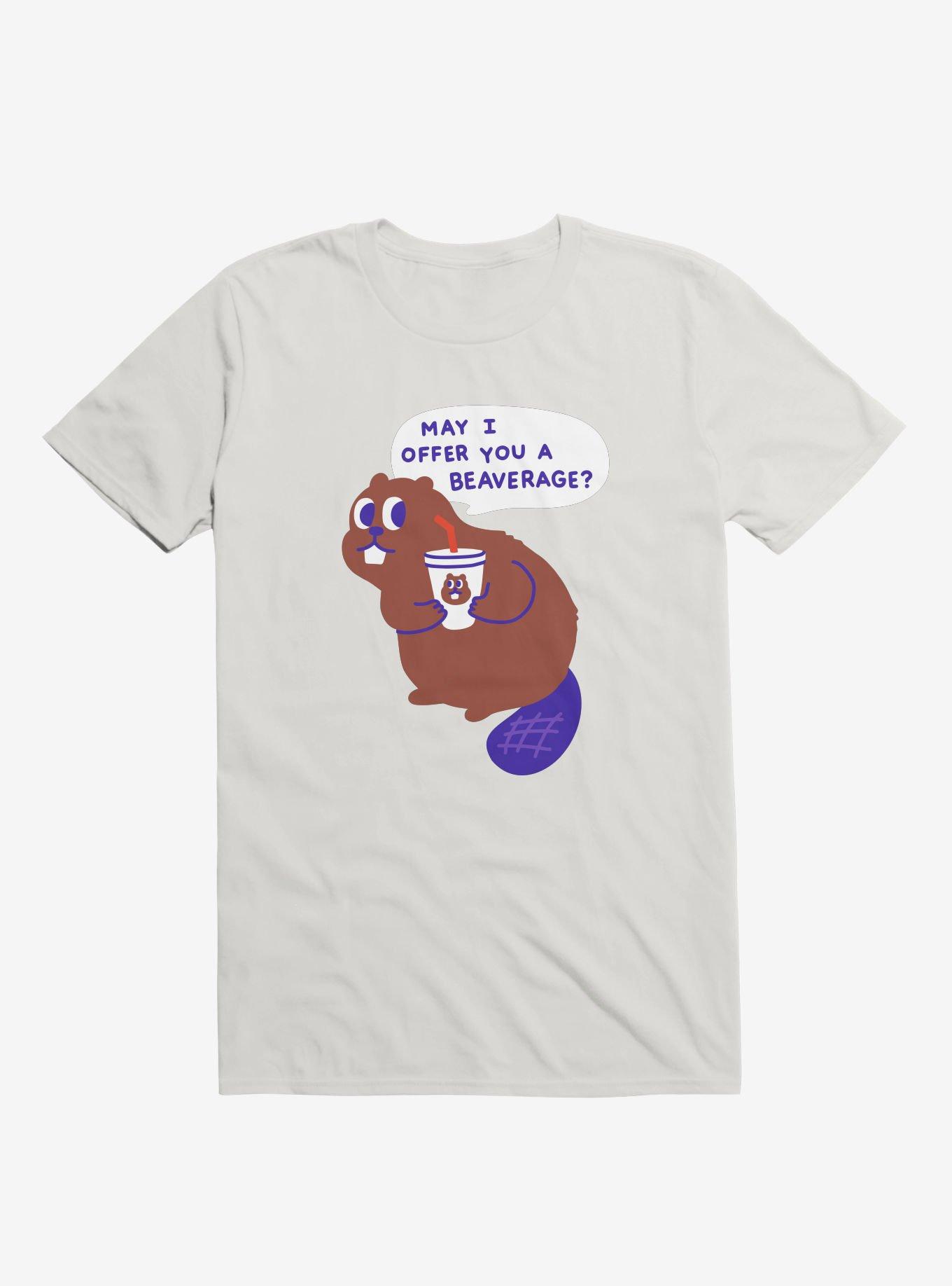 Beaver Offers A Beverage White T-Shirt, WHITE, hi-res
