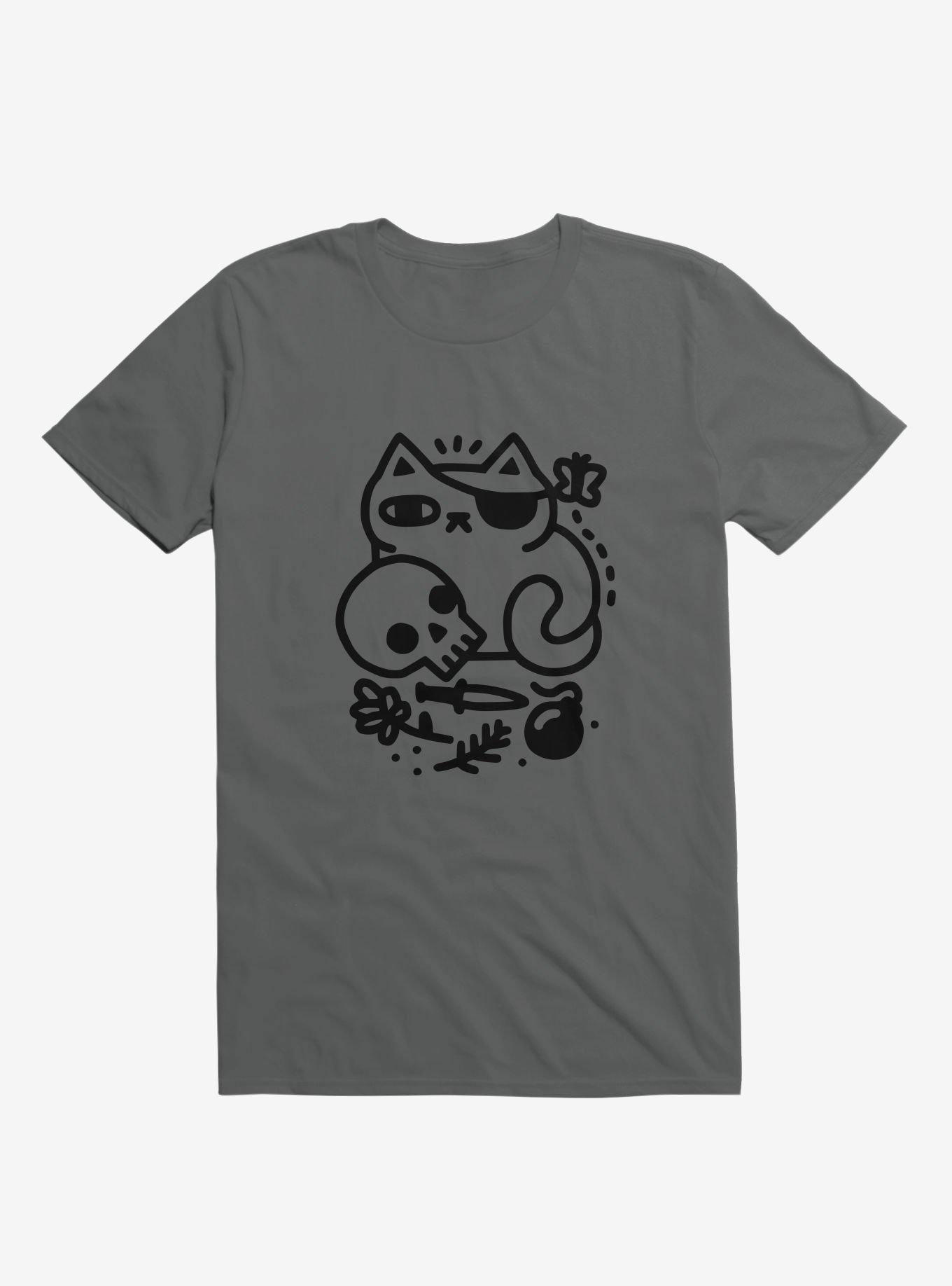 Badass Cat Asphalt Grey T-Shirt, , hi-res