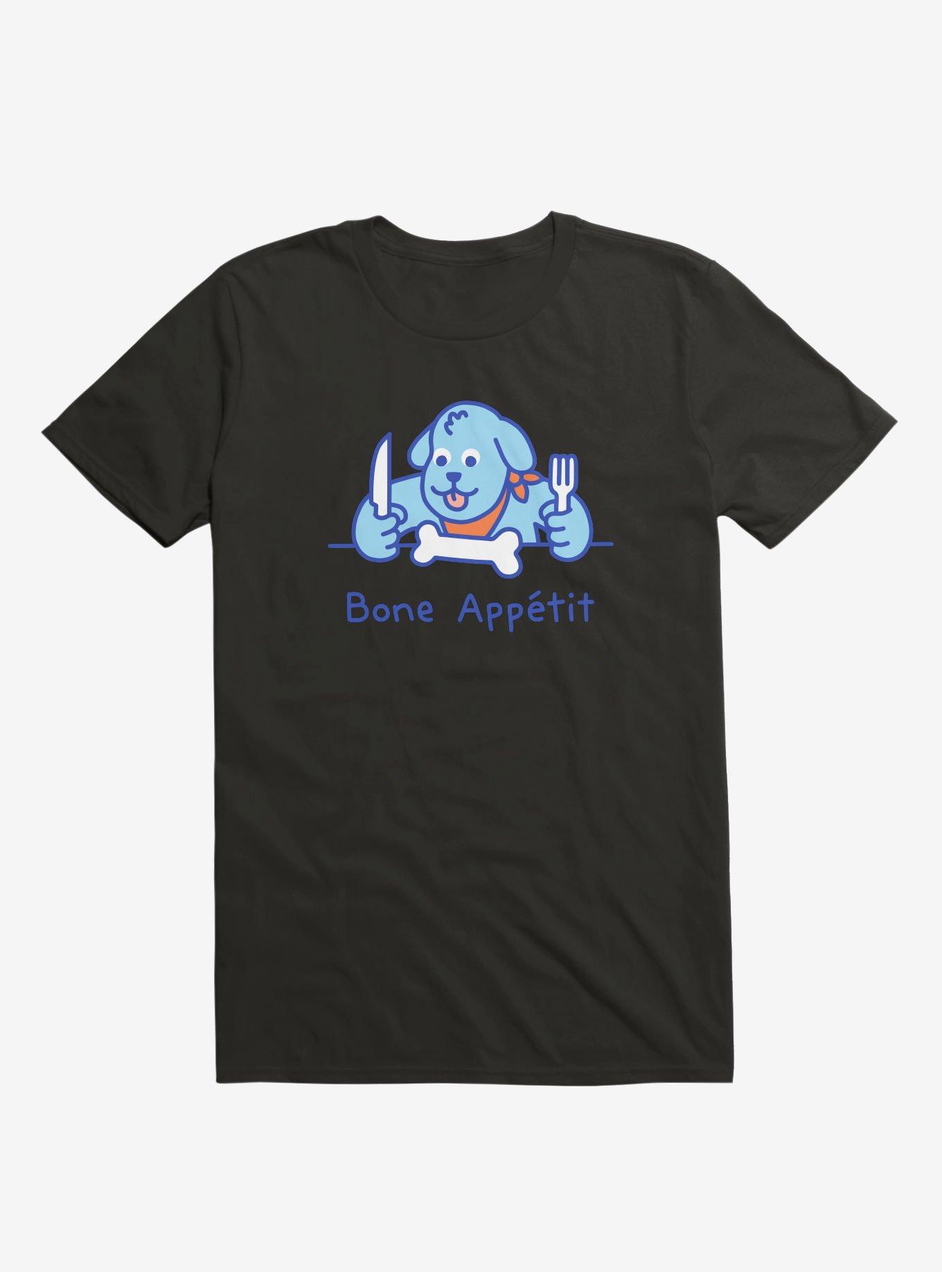 Bone Appetit Dog Black T-Shirt, BLACK, hi-res