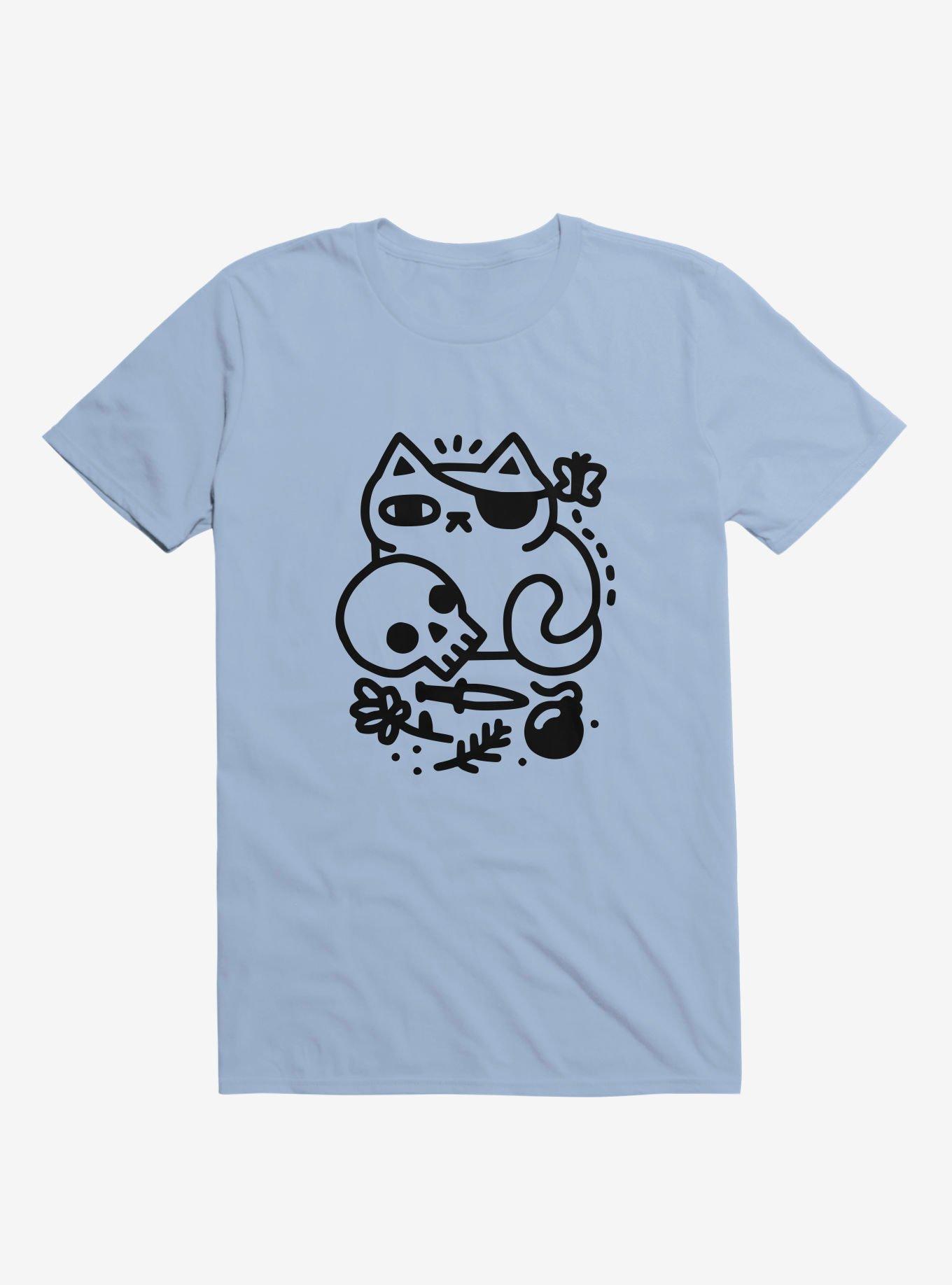 Badass Cat Light Blue T-Shirt, LIGHT BLUE, hi-res
