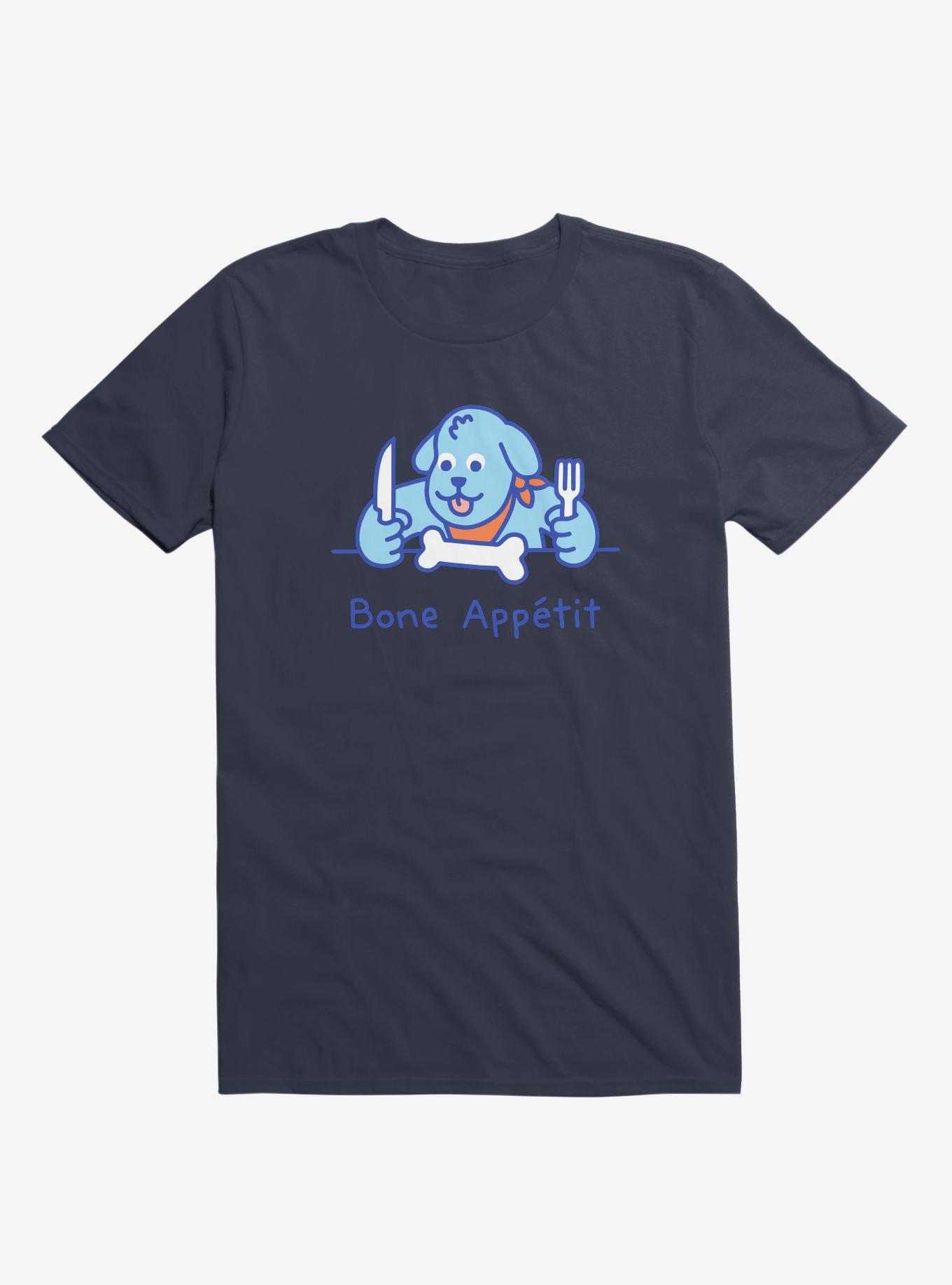 Bone Appetit Dog Navy Blue T-Shirt, NAVY, hi-res