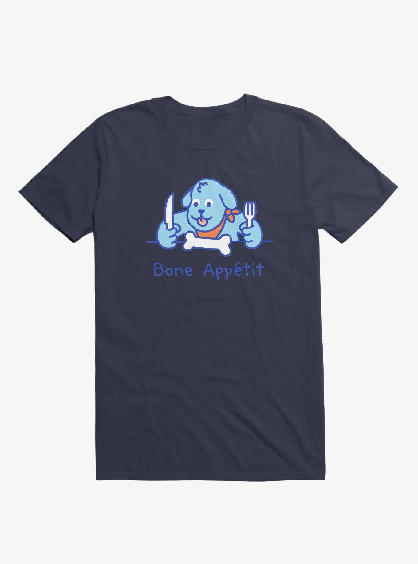 Bone Appetit Dog Navy Blue T-Shirt, , hi-res