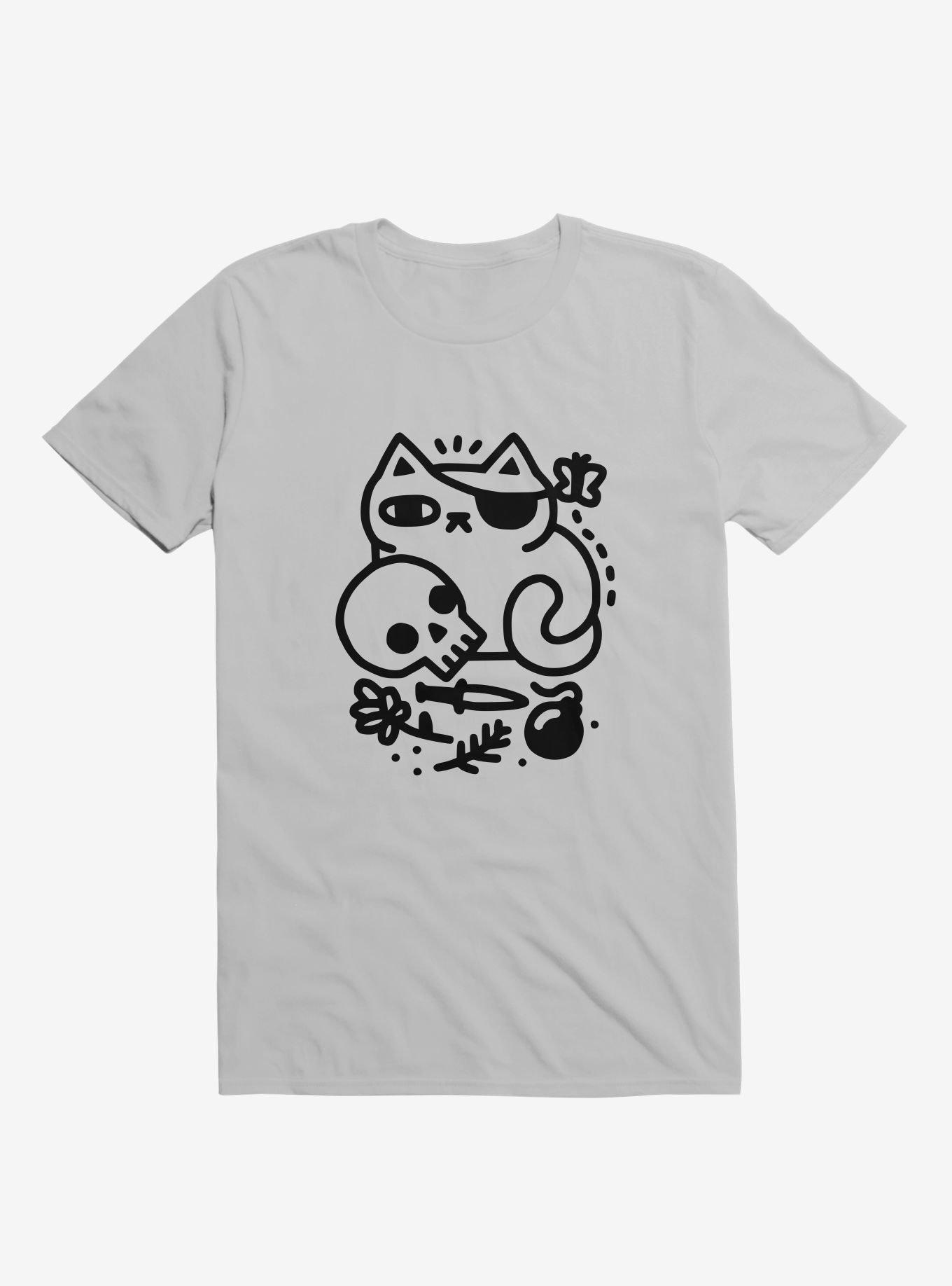 Badass Cat Silver T-Shirt, SILVER, hi-res