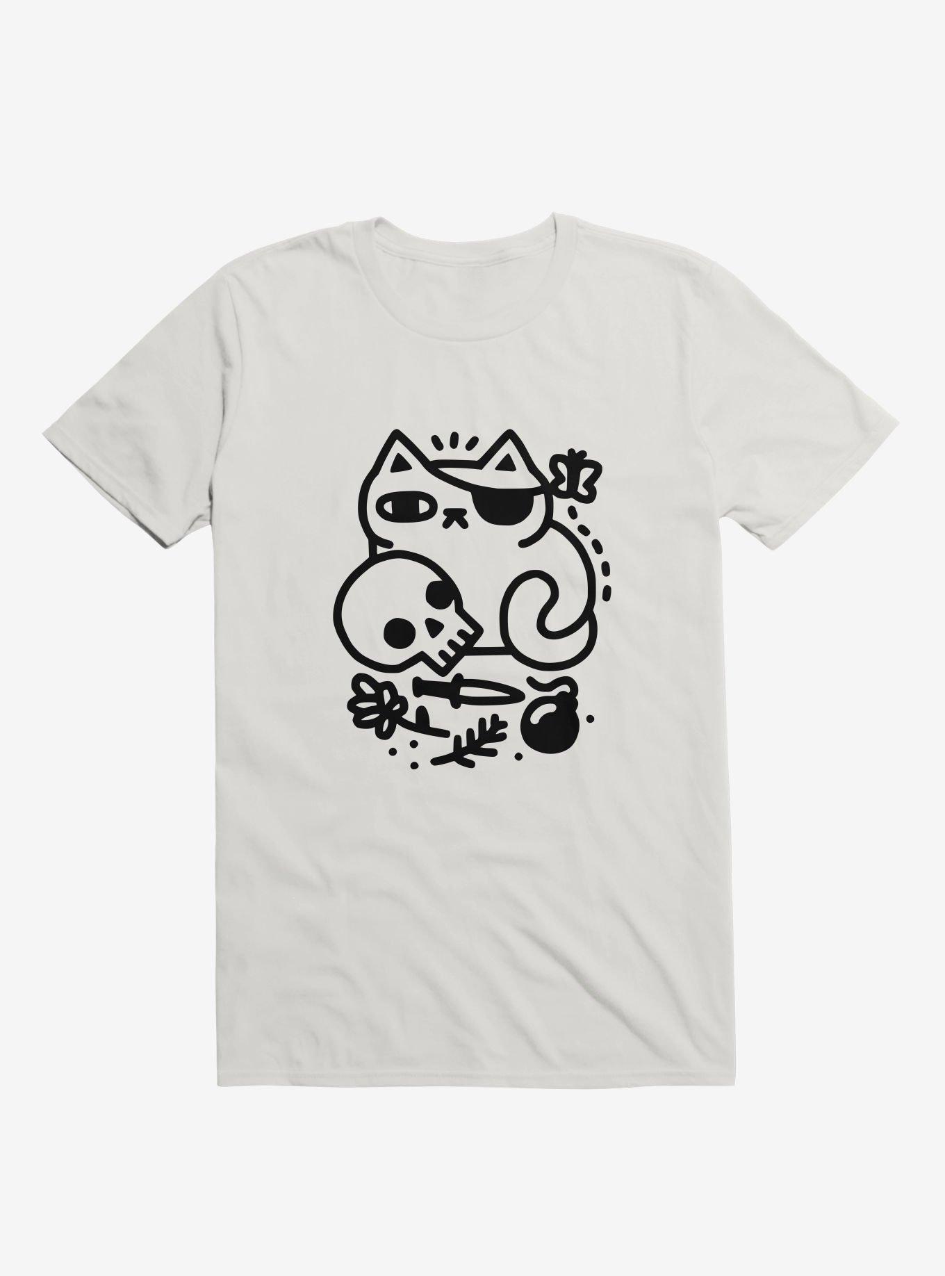 Badass Cat White T-Shirt, WHITE, hi-res