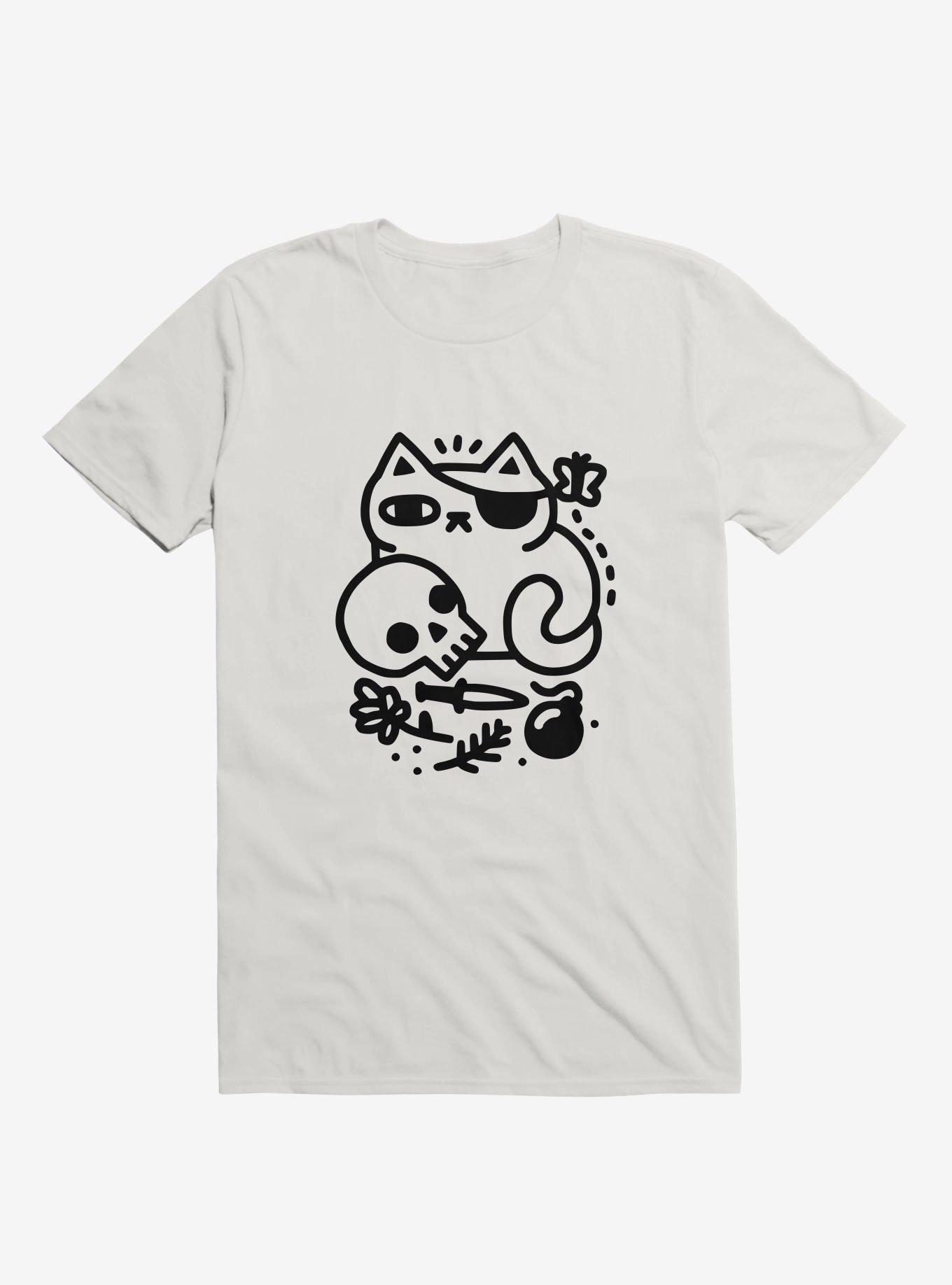 Badass Cat White T-Shirt, , hi-res